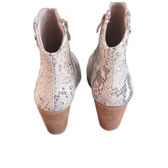 Vince Camuto Gray and Cream Leather Ankle Boots with Side Zipper - Picture 3 of 4